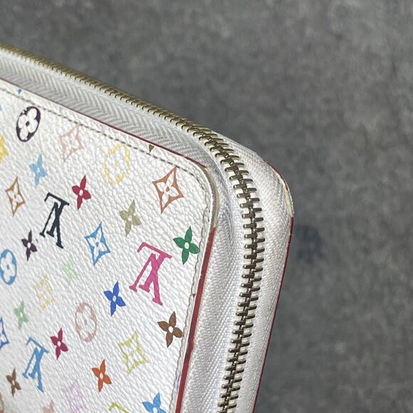 Louis Vuitton White Multicolor Coated Canvas Monogram Zippy Wallet Murakami - Picture 6 of 16